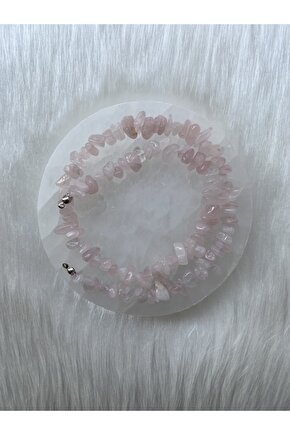 Pembe Kuvars Kırıktaş Doğal Taş Kolye