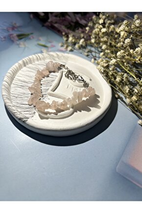 Doğal Pembe Kuvars Kırık Taş Bileklik - Doğanın Renkli Işıltısı-%100 Orijinal