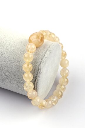 Sitrin Doğal Taş Bileklik 8 Mm Küre Kesim