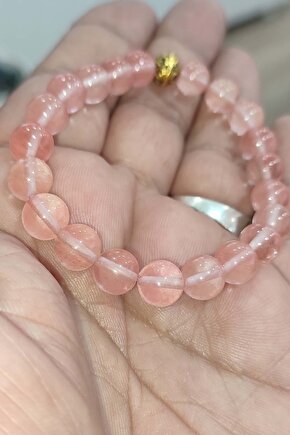 Gül Kuvars Taşı 8 mm Natural Doğaltaş Bileklik