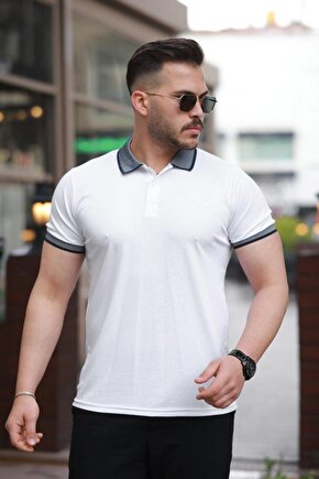 Erkek Yakalı Kagi Kumaş Kısa Kollu T-shirt