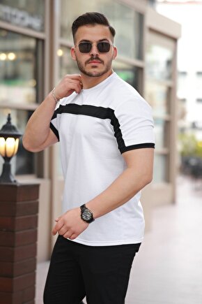 munn collection Erkek şerit Detaylı Kısa Kollu T-shirt