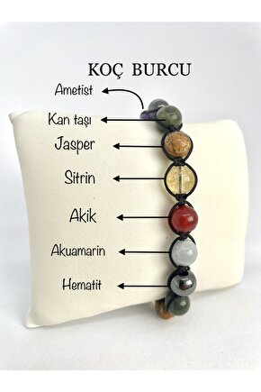 Koç Burcu Doğaltaş Makrome Bileklik