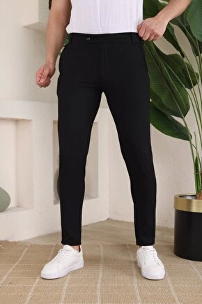 Erkek Slim Fit Likralı Bilek Boy Kumaş Pantolon