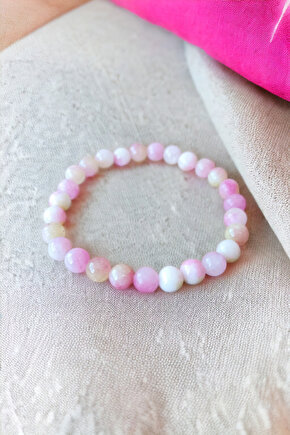 Ceyt Taşı Bileklik Açık Pembe Bileklik Kadın Bileklik Renkli Bileklik Gençlik Taşı İmparator Taşı
