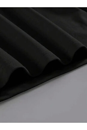 Dua Giyim Baskılı Oversize Bisiklet Yaka T-shirt - Siyah