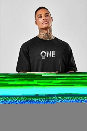 Unisex Baskılı Oversize T-Shirt - Siyah