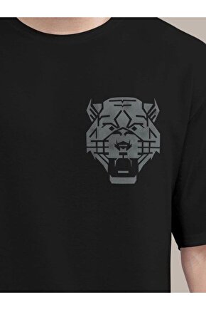 Erkek Baskılı Oversize T-shirt - Siyah