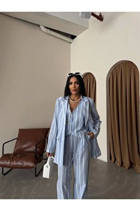 ÇİZGİİ CEKET KETEN avi