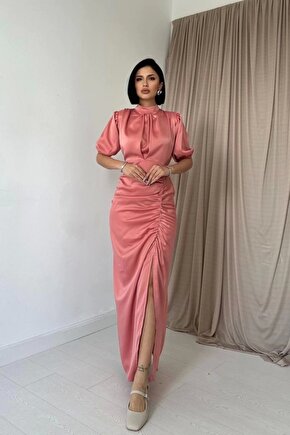 Pudra Büzgülü aten Elbise