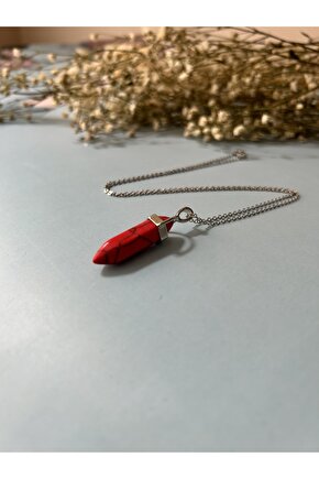 Mercan Görünümlü Kırmızı Firuze Çivi Kolye -%100 Orijinal
