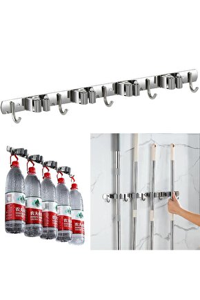 SN-26351 Beş Kancalı Dört Klipsli Paspas-Süpürge Tutucu - Askılık