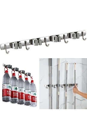 Sunup SN-26351 Beş Kancalı Dört Klipsli Paspas-Süpürge Tutucu - Askılık
