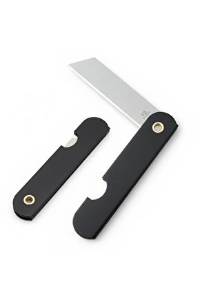 PM-28647 Tekli Katlanır Falçata Maket Bıçağı Büyük Paslanmaz Çelik Siyah