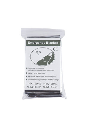 130x210cm Folyo Mylar Termal Battaniye Vücut Isısını Korur Acil Termal Battaniye Gümüş Folyo Boş...