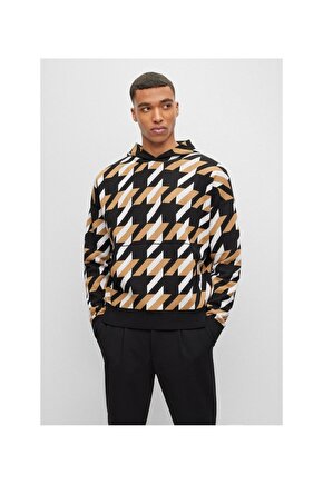 Erkek Siyah Desenli Sweatshirt