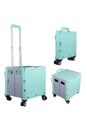 Sunup Sn-26966 Katlanabilir Market Pazar Kamp Tekerlekli Alışveriş Arabası 60kg Kapasiteli