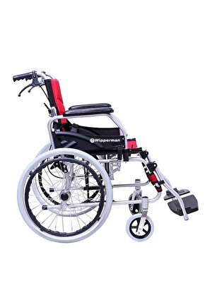 W 203 Refakatçi Katlanabilir Büyük Teker Frenli Tekerlekli Sandalye Kırmızı