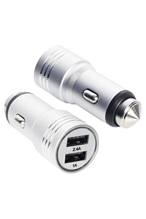 POWERWAY X-633 ÇİFT USBLİ 3.1 AMPER METAL ÇAKMAKLIK ARAÇ ŞARJ CİHAZI