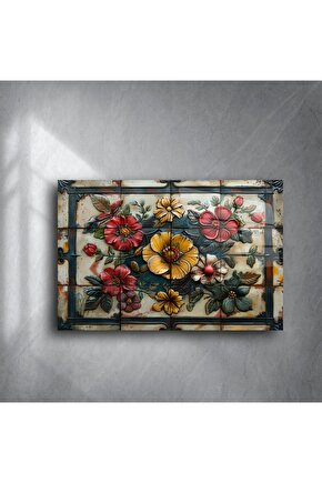Renkli Cam Mozaik Çiçek Tablo