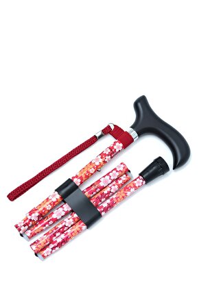 MF606 Katlanır Baston B044-8231 Kırmızı Çiçekli