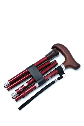 606SAW Taşlı Katlanır Baston 9030-1 Bordo Desenli