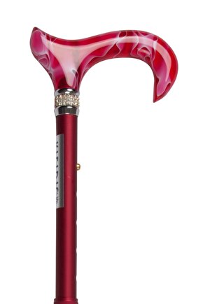 Taşlı Katlanır Baston Kırmızı  Red