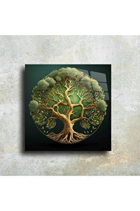 Hayat Ağacı Görseli Cam Tablo Duvar Dekoru 8
