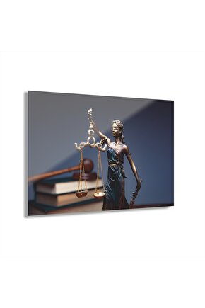 Adalet Terazisi Cam Tablo Duvar Dekoru 3