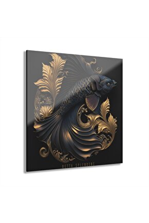 3d Balık Cam Tablo Duvar Dekoru