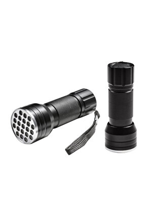 UV IŞINLI 21 LEDLİ 10 CM METAL KASA PİLLİ EL FENERİ (4776)