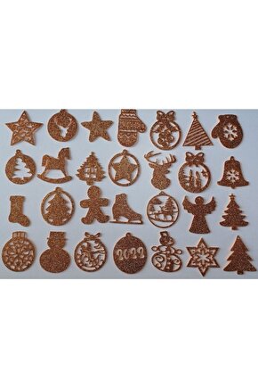 Gold Eva Yılbaşı Ağacı Süsü 7,5x7,5 Cm 28li