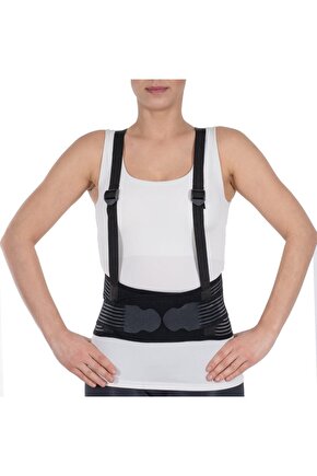 Çalışma Korse 16cm Plus Askılı Siyah Bel Ağrılarında, Fıtık Ve Kireçlenmeler