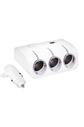 MODDLİ-Powermaster Pm-18952 12v24v Çift Usbli 3lü Oto Çakmak Çoklayıcı