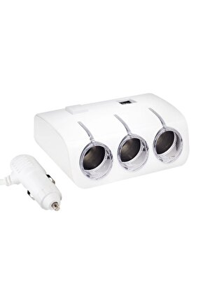 Pm-18952 12v24v Çift Usbli 3lü Oto Çakmak Çoklayıcı