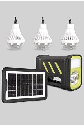Solar Panelli 3 Ampullü Işıldak Fener – Güneş Enerjili Çoklu Aydınlatma Seti(AÇIKLAMA OKUYUNUZ)