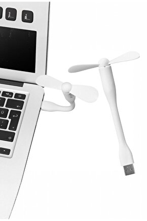 Taşınabilir Esnek Mini USB Fan – Sessiz & Beyaz Renk – Bilgisayar ve Powerbank Uyumlu