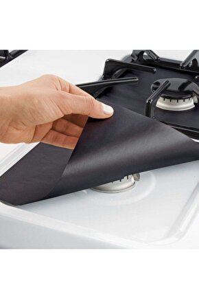 Ocak Koruyucu Folyo Yanmaz Yapışmaz 4lü Siyah Set