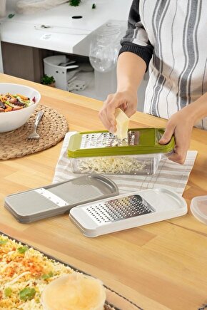 Çok Amaçlı Hazneli Paslanmaz Çelik Rende Seti