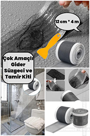 Çok Amaçlı Gider Süzgeci, Saç Kılı Tutucu Ve Sineklik Tamir Kiti 12 Cm * 4 Metre