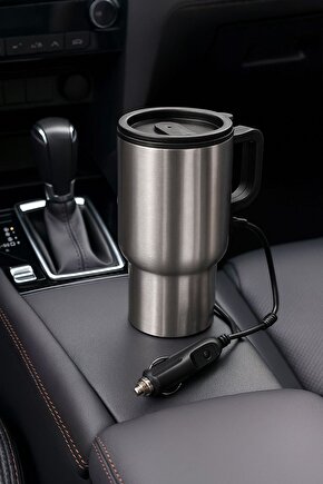12v Araç Içi Elektrikli Su Isıtıcı Termos Bardak Paslanmaz Çelik- 450 ml
