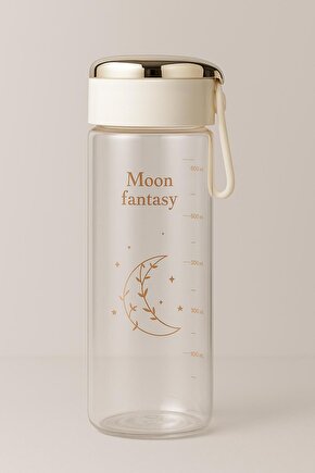 Moon Fantasy EKRU Su Matara Şişesi – 400 ml Çevirmeli Kapaklı Taşınabilir