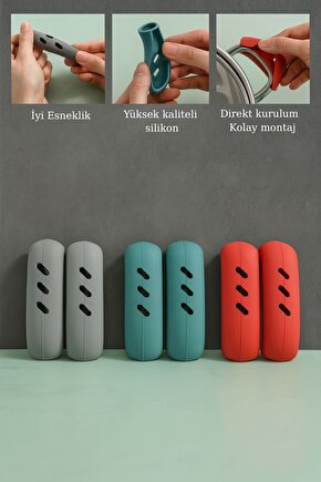 2’li Silikon Isı Yalıtımlı Kulplu Tencere Tutucu Eldiven – Fırın & Güveç Kavrama Aparatı