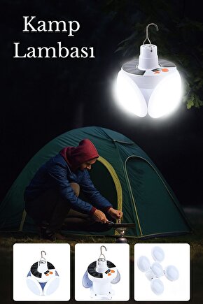 SOLAR PANELLİ ŞARJLI ÇİFT BATARYALI 5Lİ KATLANABİLİR ACİL DURUM KAMP LAMBASI BASİT KULLANIM