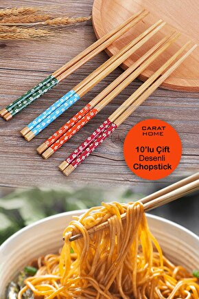 Pratik 10 Çift Desenli Yıkanabilir Kore Çin Bambu Chopsticks Yemek Çubuğu |desenli Bambu Chopstick