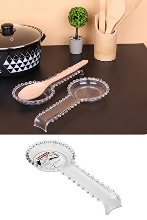 Kristal Boncuklu Lüks Plastik Kirli Kaşıklık Altlığı Kepçe Ve Kaşık Altı Kaşık Nihalesi 28CM