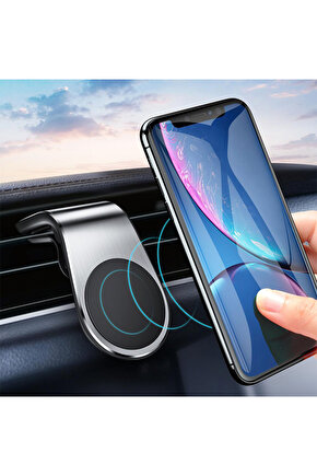 Araç İçi Manyetik Mıknatıslı Telefon Tutucu Siyah*gümüş (4172) alithestereo
