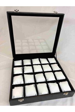 Erkeklere Özel Kol Saati Saklama Kutusu 20 Adet Saat Düzenleyici Cam Kapaklı Deri Kutu