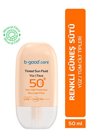 Yetişkin Tinted Güneş Kremi Renk Tonu Eşitleyici SPF 50+ Yüz için 50 ml