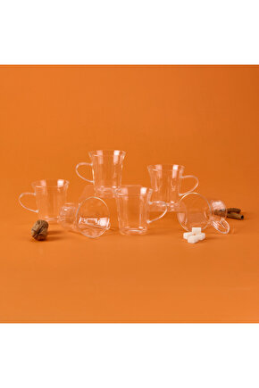 Mien 6lı Çay Fincan Seti - Şeffaf - 170 ml